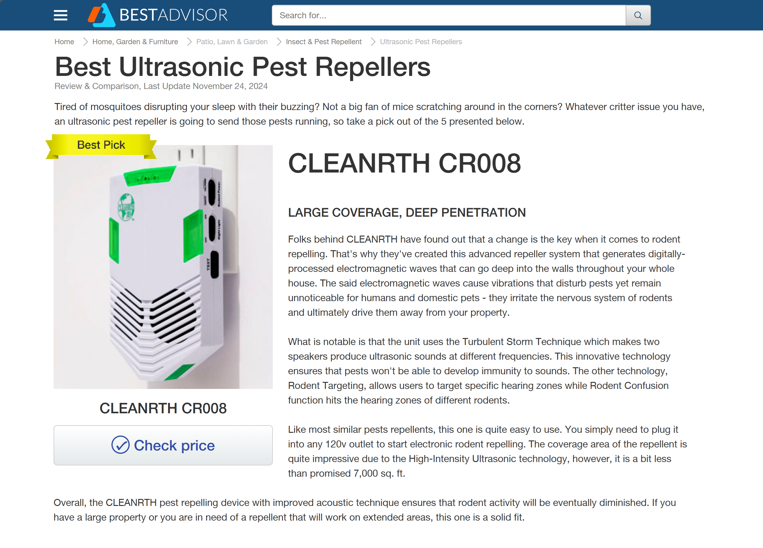Cleanrth Ultrasonic Pest Repeller - Award Winner